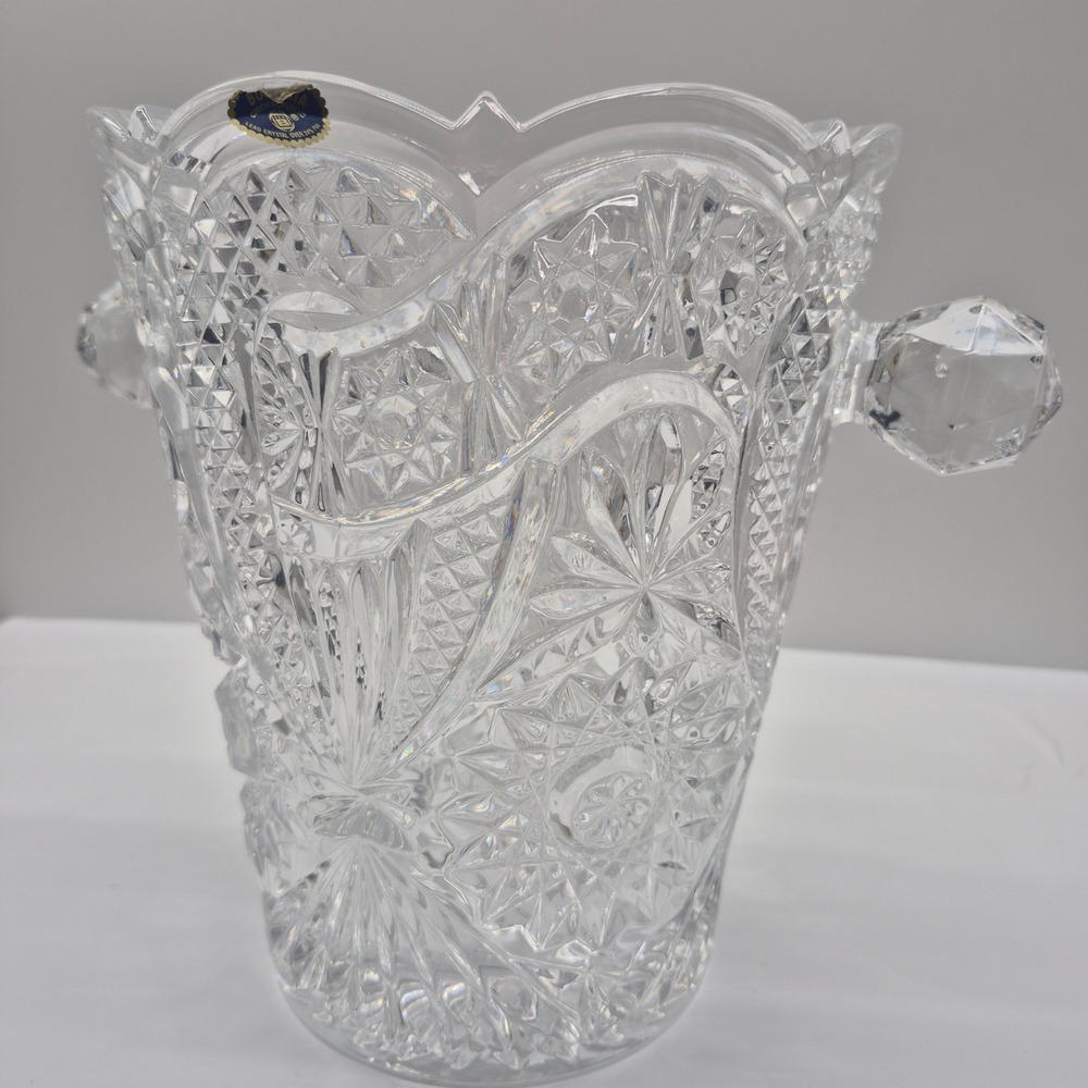 Bohemia Crystal Vase Clear Lead Cut Glass - Picture 14 of 15